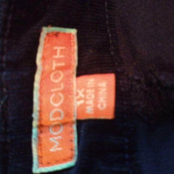 Modcloth Women's Navy Stretch Tapered Leg Corduroy Pants 1X Comfy Dress Casual - Picture 4 of 9